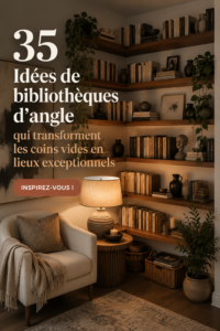 Une belle étagère d'angle en bois remplie de livres et de décorations