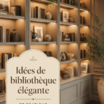 Une bibliothèque élégante et pratique avec des étagères modernisées et un coin lecture confortable, idéale pour un intérieur chaleureux.