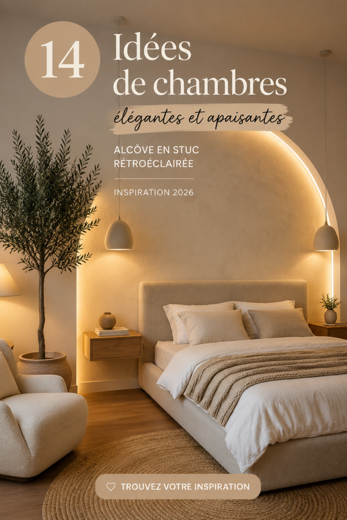 Chambre élégante avec un éclairage doux et des couleurs apaisantes