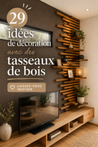 Décoration intérieure avec des tasseaux de bois, ajoutant une touche chaleureuse.