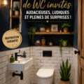 Toilettes d'invités décorées de manière originale avec des éléments colorés