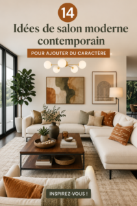 Un salon moderne et chaleureux avec des éléments de déco contemporains