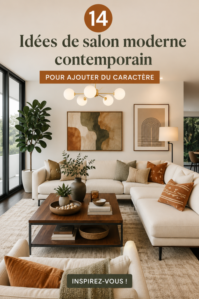 Un salon moderne et chaleureux avec des éléments de déco contemporains