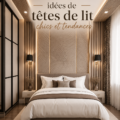 Tête de lit moderne en tissu gris douce et élégante dans une chambre chic.
