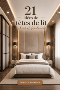 Tête de lit moderne en tissu gris douce et élégante dans une chambre chic.