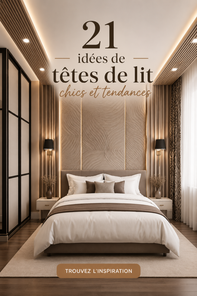 Tête de lit moderne en tissu gris douce et élégante dans une chambre chic.