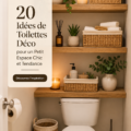 Toilettes modernes et décorées avec goût dans un petit espace.