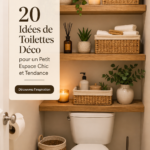 Toilettes modernes et décorées avec goût dans un petit espace.