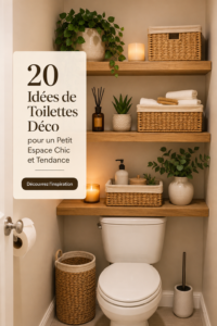 Toilettes modernes et décorées avec goût dans un petit espace.