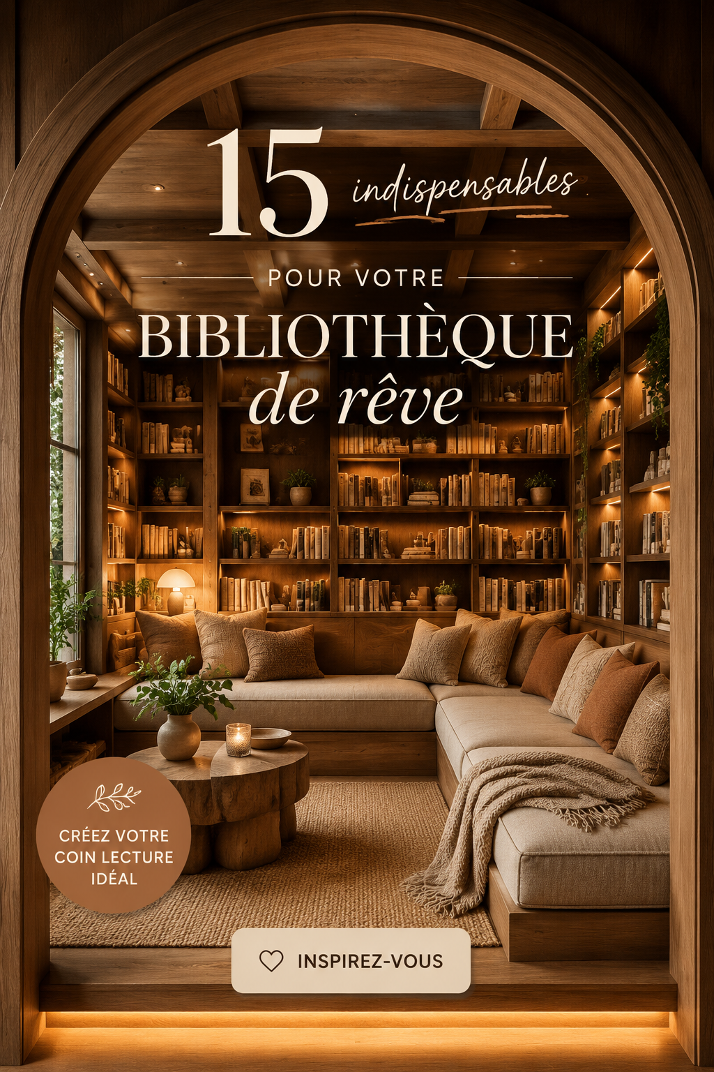 Bibliothèque moderne avec des étagères élégantes et des livres colorés
