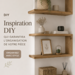 Chambre récemment décorée avec des solutions de rangements DIY pratiques et esthétiques.