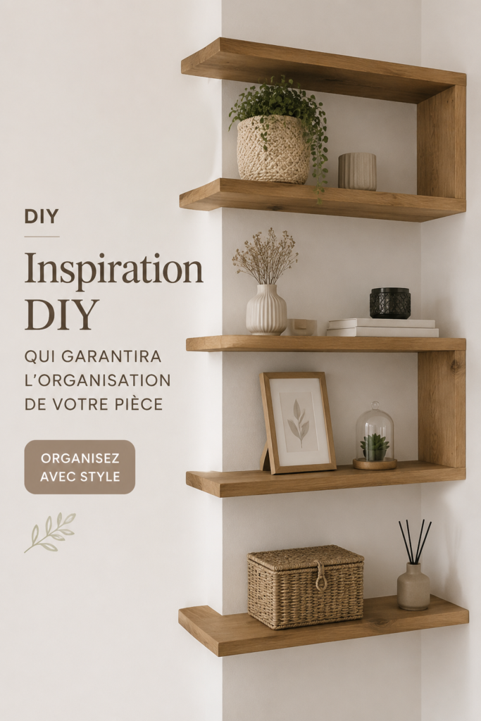 Chambre récemment décorée avec des solutions de rangements DIY pratiques et esthétiques.