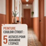 Couloir étroit peint dans des tons clairs, créant une sensation d'espace
