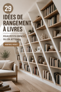 Etagères murales organisées avec des livres et des éléments déco