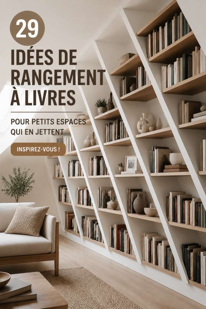 Etagères murales organisées avec des livres et des éléments déco