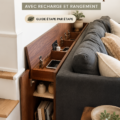 Table d'appoint en bois avec ports de recharge intégrés, genre moderne et élégant