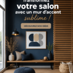 Salon moderne avec un mur accent décoratif aux teintes chaudes