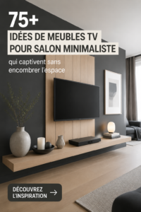 Unité TV minimaliste dans un salon moderne avec des couleurs douces.