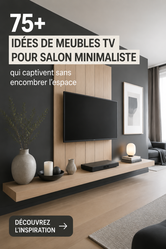 Unité TV minimaliste dans un salon moderne avec des couleurs douces.