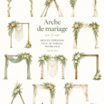 Une belle arche de mariage décorée de fleurs blanches et de tulle.