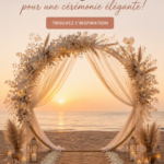 Arche de mariage ronde décorée de fleurs et de tissus, créant une ambiance romantique.
