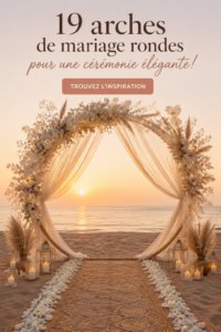 Arche de mariage ronde décorée de fleurs et de tissus, créant une ambiance romantique.