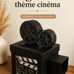 Cagnotte en ligne sur le thème du cinéma, avec des affiches de films et des pop-corn.