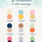Palette de couleurs inspirante pour un mariage avec des fleurs et des accessoires