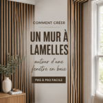 Un mur en lattes élégamment construit autour d'une fenêtre en alcôve, apportant chaleur et style à un intérieur.