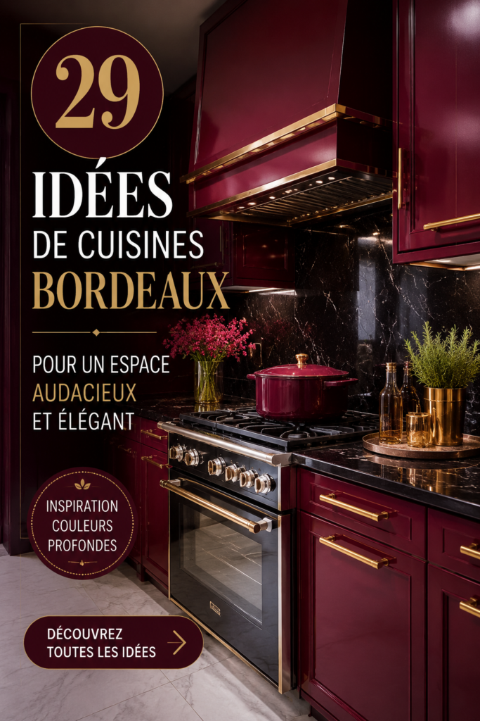 Cuisine moderne avec des armoires bordeaux élégantes