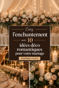 Une table de banquet joliment décorée pour un mariage romantique avec des fleurs et des bougies.