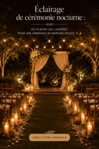 Un mariage élégant éclairé par de douces lumières nocturnes