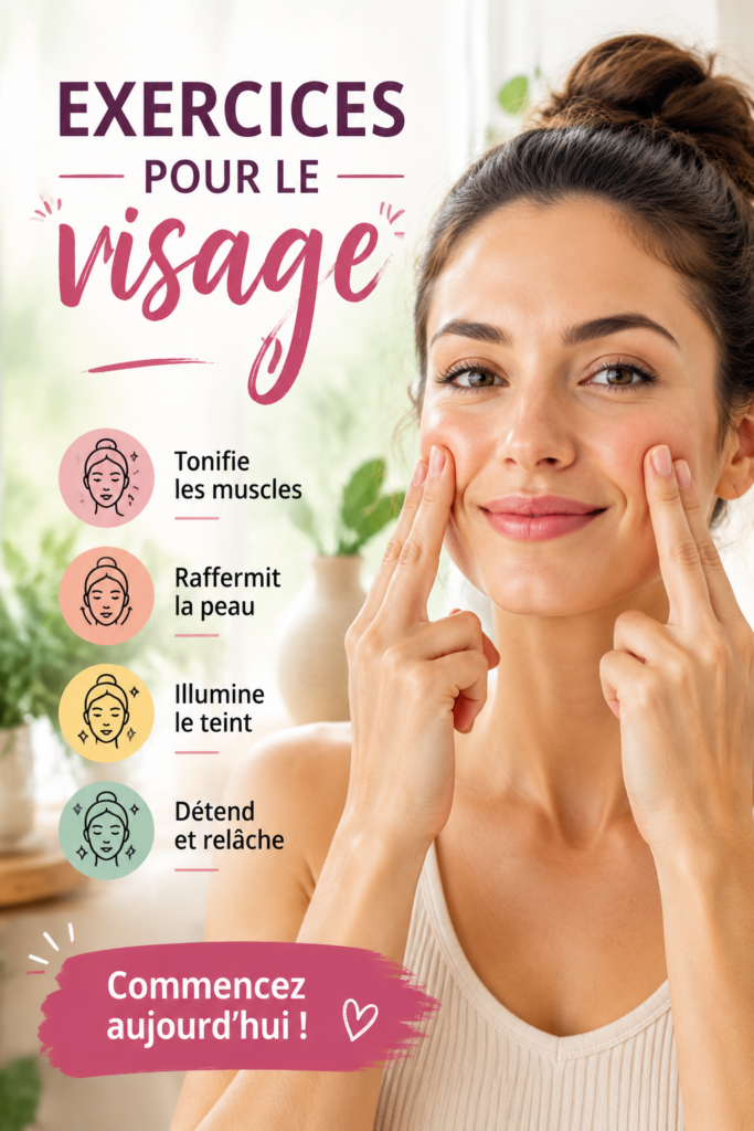 Femme réaliste des exercices pour le visage, souriante et détendue