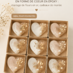 Aimants en époxy en forme de coeur, idéaux pour des faveurs de mariage.