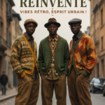 Une femme portant un ensemble vintage inspiré du style Grandpa Chic, alliant mode rétro et moderne.