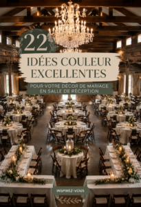 Salle de banquet magnifiquement décorée pour un mariage avec des éléments colorés.