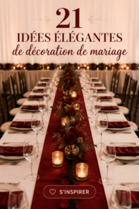 Décoration élégante de mariage en rouge avec des fleurs et des bougies