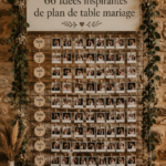Un plan de table de mariage décoré avec soin, incluant des cartes d'invités élégantes.