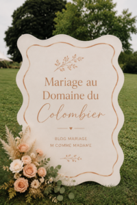 Un mariage élégant au Domaine du Colombier, entouré de fleurs et de décorations romantiques.