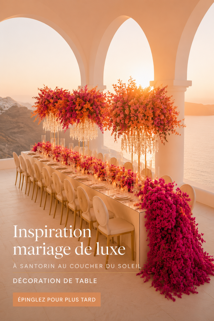 Mariage de luxe à Santorin avec vue sur la mer