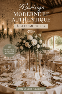 Mariage moderne à la ferme du Roy avec décor champêtre