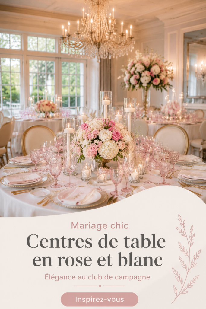 Un magnifique arrangement floral en rose et blanc pour un mariage élégant.