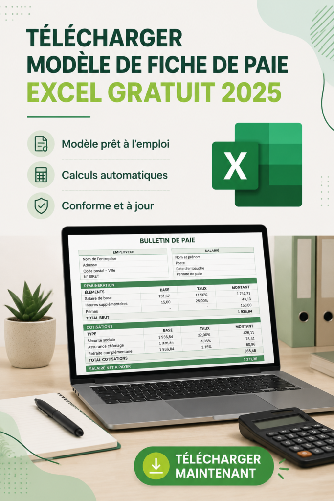 Modèle de fiche de paie Excel gratuit pour 2025 en téléchargement