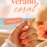 Ongles corail avec motifs estivaux colorés