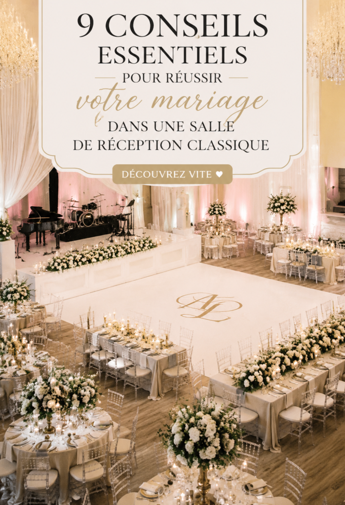 Mariage élégant en banquet avec décorations raffinées