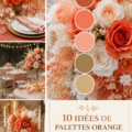 Palette de mariage orange avec des éléments floraux