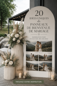 Panneau de bienvenue élégant pour un mariage en extérieur