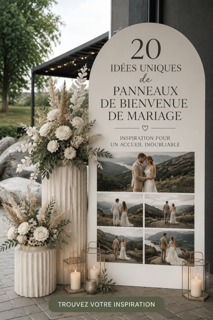 Panneau de bienvenue élégant pour un mariage en extérieur