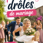 Un mariage joyeux avec des invités riant ensemble, capturé dans une photo drôle.