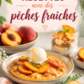 Délicieuses recettes estivales avec des pêches fraîches présentées sur une table en bois.